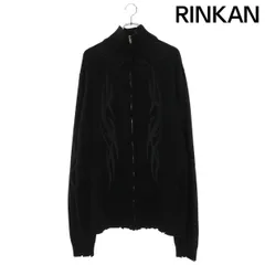 バレンシアガ  24AW  808489 T3336 トライバルダメージ加工ジップアップニットカーディガン メンズ Lのサムネイル