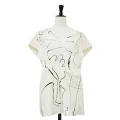 AKIRANAKA アキラナカ 25春夏 グラフィック プリント Vネック ブラウス / Ulrike pullover プルオーバー キャップスリーブ シルク アイボリー×ブラック1(S)のサムネイル