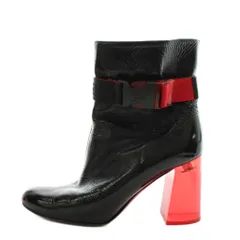 クリスチャンルブタン Christian louboutin ショートブーツ チャンキーヒール レザー 37 黒 ブラック 赤 レッド /AN19のサムネイル