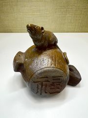 備前焼 陶峰作 「袋ニ鼠」陶器 置物 縁起物 骨董品 - メルカリ