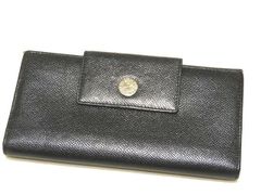 美品】ブルガリ☆サークルロゴ ダブルホック 二つ折り 長財布 ブラック