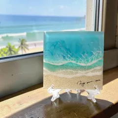 『  波 レジン  アート  パネル  10x10 a   水面なし　』　No.114   No.115  No.116   No.117　レジンアート　オーシャンアート　海レジン　波レジン　沖縄　ハワイ　海　波のサムネイル