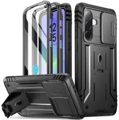 Samsung Galaxy A36 5G用Poetic Revolutionケース、[スライドカメラカバー][スクリーンプロテクターは指紋IDで動作]ミリタリーグレードの頑丈な耐衝撃Galaxy A36 5Gフォンケース、キックスタンド付き、ブラックのサムネイル