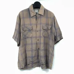 【中古】60-70s　Pennys　TOWNCRAFT　オンブレチェック半袖シャツ　ブラウン　サイズL[17]のサムネイル