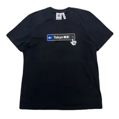 アディダス オリジナルス Tシャツ 半袖 メンズ Oサイズ ブラック コットン100％ クルーネック 東京ロゴ 検索窓 プリント
