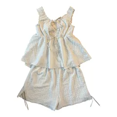  SNIDEL HOME スナイデルホーム ポップコーンタンクトップ&ショートパンツ セットアップ リボン アイボリー レディース ONESIZE【C477】のサムネイル
