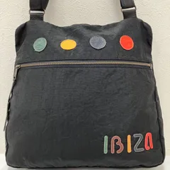 3535　IBIZA　イビサ　イビザ　ショルダーバッグ　ブラック　黒　ロゴ　ナイロン　レザー　レディース　ポケット多数のサムネイル
