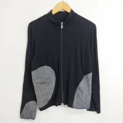 io comme io イオコムイオ SENSO UNICO センソユニコ 変形 ジップ カーディガン 長袖 切替 パッチワーク デザイン デニム モード アシンメトリー 日本製 ブラック サイズ 40 F711のサムネイル