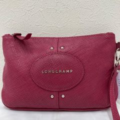 希少・極美品】ロンシャン 3D ポーチ レザー 刺繍 レッド クラッチ