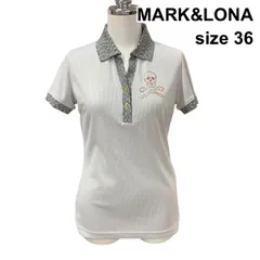 □ マークアンドロナ MARK&LONA ポロシャツ 半袖 ロゴラインストーン ゴルフウエア トップス グレー 36 S 7号 レディース Z6C358のサムネイル