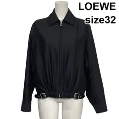 ●◆ ロエベ LOEWE ジップジャケット ブルゾン 長袖 バックル シャーリング  黒 ウール シルク 32 XS～S 5～7号 レディース S6H070のサムネイル