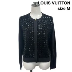 ●◆ ルイヴィトン LOUIS VUITTON カーディガン 長袖 クルーネック フロントスパンコールフライフロント ウール M 9号 レディース S6H094のサムネイル