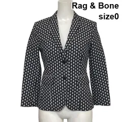 ◆ ラグアンドボーン Rag & Bone テーラードジャケット ブレザー 長袖 シングルブレスト 総柄 黒 白 綿 毛 0 S 7号 レディース S6H100のサムネイル