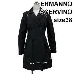 ◆ エルマンノシェルヴィーノ ERMANNO SCERVINO トレンチコート アウター 長袖 黒 38 M 9号 レディース S6H085のサムネイル