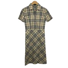 Burberry LONDON(バーバリーロンドン) ワンピース サイズ5 XS レディース美品  - ベージュ×黒×マルチ 開襟/半袖/ロング/チェック柄のサムネイル