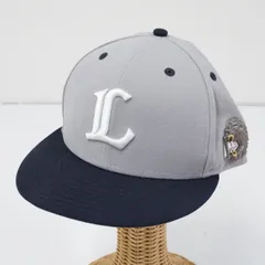 埼玉西武ライオンズ 59FIFTY ニューエラ×THE CAP 帽子 ロゴキャップ USED美品 グレー×ネイビー Lマーク 7 3/4 61.5cm ストレート X7919