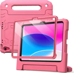 JETech 子供用 iPad（A16）ケース 第11/10世代（2025/2022モデル）用液晶保護フィルム付き 耐衝撃 フルボディハンドルスタンド タブレット保護カバー (ピンク)のサムネイル