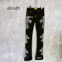即完売モデル GUAPI フレアデニム ラインストーン ペイズリー グアピ