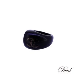 美品】シャネル リング ココマーク レジン クリア スモーキー ゴールド