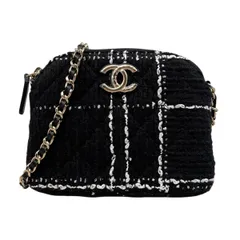 ☆シャネル ショルダーバッグ ツイード チェーンバッグ ココマーク ブラック ホワイト ゴールド金具 CHANELのサムネイル