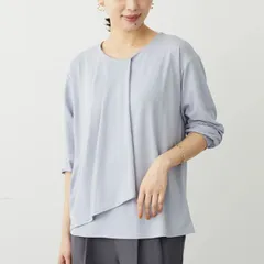 【新品・タグ付】chocol raffine robe ショコラフィネローブ BP襟タック長袖ブラウソー トップス カットソー プルオーバー サックス ブルー ドレープ とろみ フロントタック オフィスカジュアル キレイめ 上品 春 秋 冬 レディース【F】のサムネイル