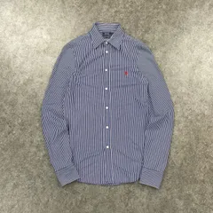 POLO RALPH LAUREN KNIT DRESS SHIRT ポロラルフローレン 長袖シャツ ニットドレスシャツ ストライプ ワンポイント刺繍 紺 メンズ
