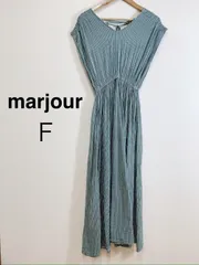 marjour マージュール ストライプ ロングワンピース F タッセル Vネック フレンチスリーブ グリーン Fのサムネイル