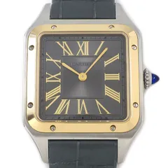 カルティエ Cartier 腕時計 サントスデュモンLM W2SA0028 スクエア サンレイ グレー文字盤 ローマンインデックス クロコダイルレザーベルト SS K18YG クオーツアナログ 【中古】のサムネイル