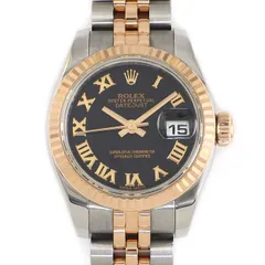 ロレックス Rolex 腕時計 デイトジャスト 179171 ルーレット刻印 ブラック文字盤 ローマンインデックス デイト K18PG SS 自動巻き 【中古】のサムネイル