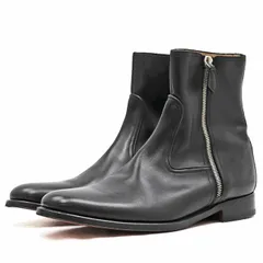 【美品】HERMES エルメス ブーツ アウトサイドジップ サイズ 40 メンズ レザーソール アンクル ショート レザー シューズ 靴 ブラック 黒 イタリア製のサムネイル