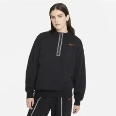 ナイキ S オーバーサイズ ハーフジップアップ 裏起毛 トップス Tシャツ W-長袖-196