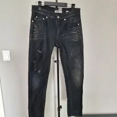 モスキーノ 30 ストレッチ ブラックジーン デニムパンツ M-ズボン-396のサムネイル