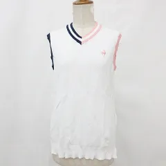 ルコックスポルティフ le coq sportif GOLF ベスト ゴルフ スポーツウェア Vネック ニット 白 ピンク 紺 ホワイト ネイビー L