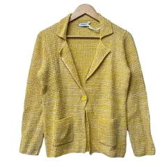 MAX&CO.(マックス&コー) ジャケット サイズM レディース美品  - ダークイエロー×白 長袖/ニット/麻混/春/秋のサムネイル