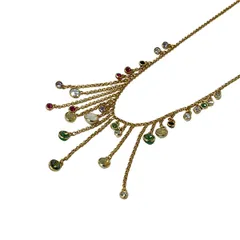 SWAROVSKI(スワロフスキー) ネックレス美品  - ゴールド×グリーン×マルチのサムネイル