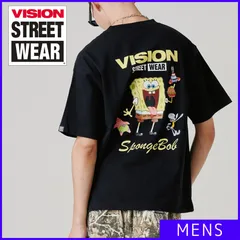 【新品・未使用】 Tシャツ メンズ ヴィジョンストリートウェア 半袖 スポンジボブ グッズ バックプリント プリントTシャツ アメカジ おしゃれ ゆったり 綿100% クルーネック トップス キャラクター Black ブラック 黒 HB-6505038のサムネイル