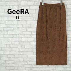 GeeRA LL ブラウン クリンクル加工 スリットロングスカート 古着のサムネイル