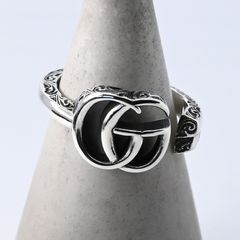 【新品磨き】GUCCI GGマーモント ダブルG リング 19号 研磨済】GUCCI マーモント ダブルG キー リング 14号 アラベスク