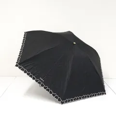 折りたたみ日傘 FURLA フルラ USED美品 晴雨兼用 ハート刺繍 ブラック ロゴ シンプル UV 軽量 50cm FS9763のサムネイル