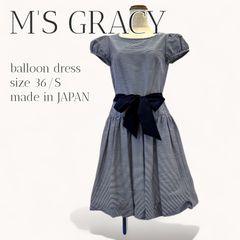 M'S GRACY モチーフ刺繍 ワンピース ノースリーブ ウエストリボン 38