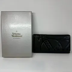 WB319 未使用保管品・箱付 Vivienne Westwood ヴィヴィアンウエストウッド シボ革 オーブロゴ 二つ折り長財布 メンズ レディース 財布のサムネイル