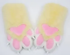 着ぐるみ ケモノ 手袋 薄い色 薄黄色 フリーサイズ ケモノ脚 ファースーツ ケモノ fursuit ぬいぐるみ コスプレ コスチューム kigurumiのサムネイル