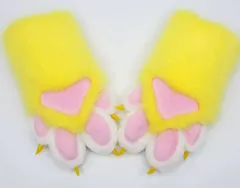 着ぐるみ ケモノ 手袋 薄い色 黄色 フリーサイズ ケモノ脚 ファースーツ ケモノ fursuit ぬいぐるみ コスプレ コスチューム kigurumiのサムネイル