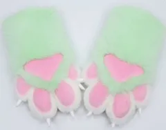着ぐるみ ケモノ 手袋 薄い色 ミントグリーン フリーサイズ ケモノ脚 ファースーツ ケモノ fursuit ぬいぐるみ コスプレ コスチューム kigurumiのサムネイル