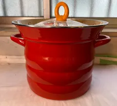 ▽未使用品　EJIRY　エジリ－　オレンジ　ホーロー鍋　6.2L　20㎝　11238のサムネイル