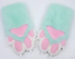 着ぐるみ ケモノ 手袋 薄い色 水色 フリーサイズ ケモノ脚 ファースーツ ケモノ fursuit ぬいぐるみ コスプレ コスチューム kigurumiのサムネイル