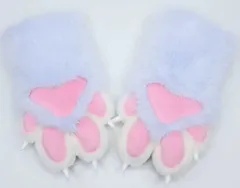 着ぐるみ ケモノ 手袋 薄い色 ライトブルー フリーサイズ ケモノ脚 ファースーツ ケモノ fursuit ぬいぐるみ コスプレ コスチューム kigurumiのサムネイル