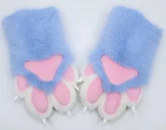 着ぐるみ ケモノ 手袋 薄い色 ダークブルー フリーサイズ ケモノ脚 ファースーツ ケモノ fursuit ぬいぐるみ コスプレ コスチューム kigurumiのサムネイル