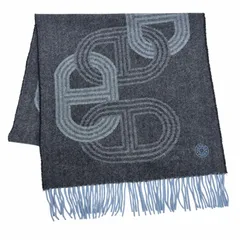 極美品◇HERMES エルメス 24番地のサーキット カシミヤ100％ シェーヌダンクル サークルロゴ フリンジ マフラー ストール 英国製 メンズのサムネイル