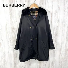 90s Burberrys ヴィンテージ バーバリーズ ノバチェック ファー付き ダブルブレスト ハーフコート ブラックのサムネイル